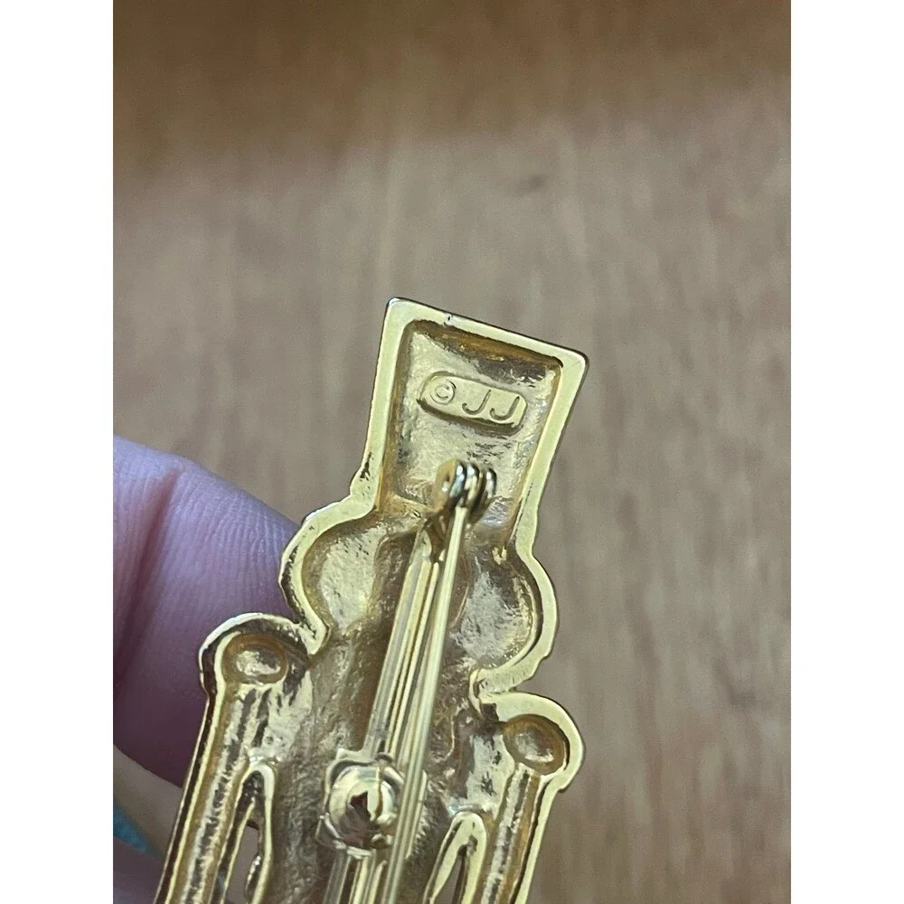 Vintage JJ Jonette Jewelry Gold Tone Christmas Nutcracker Brooch Pin